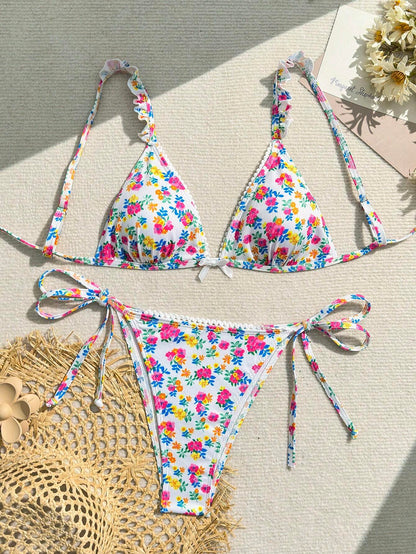 SHEIN Ditsy Floral Triangle Bikini Set
