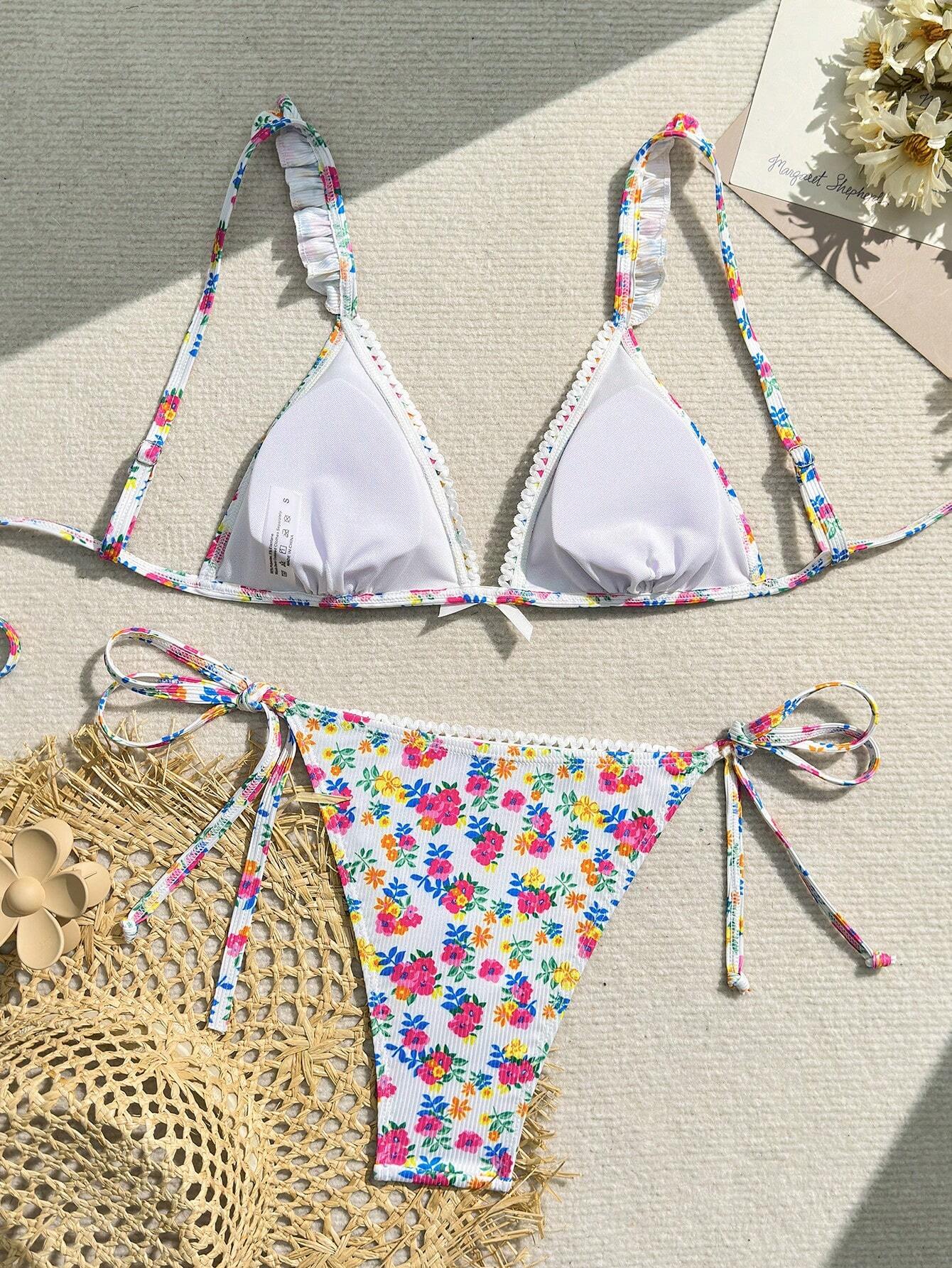 SHEIN Ditsy Floral Triangle Bikini Set