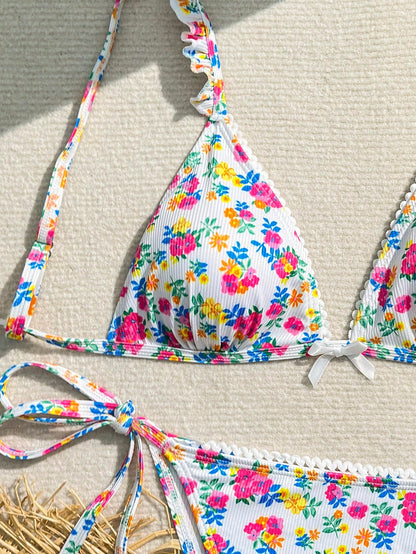 SHEIN Ditsy Floral Triangle Bikini Set