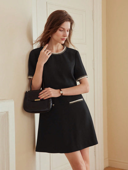 MOTF - Contrast Binding Zipper Back Premium Dress