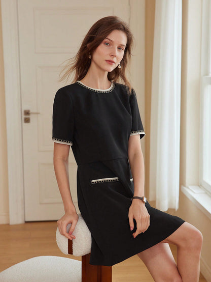 MOTF - Contrast Binding Zipper Back Premium Dress