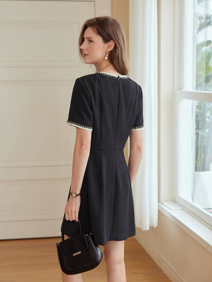 MOTF - Contrast Binding Zipper Back Premium Dress