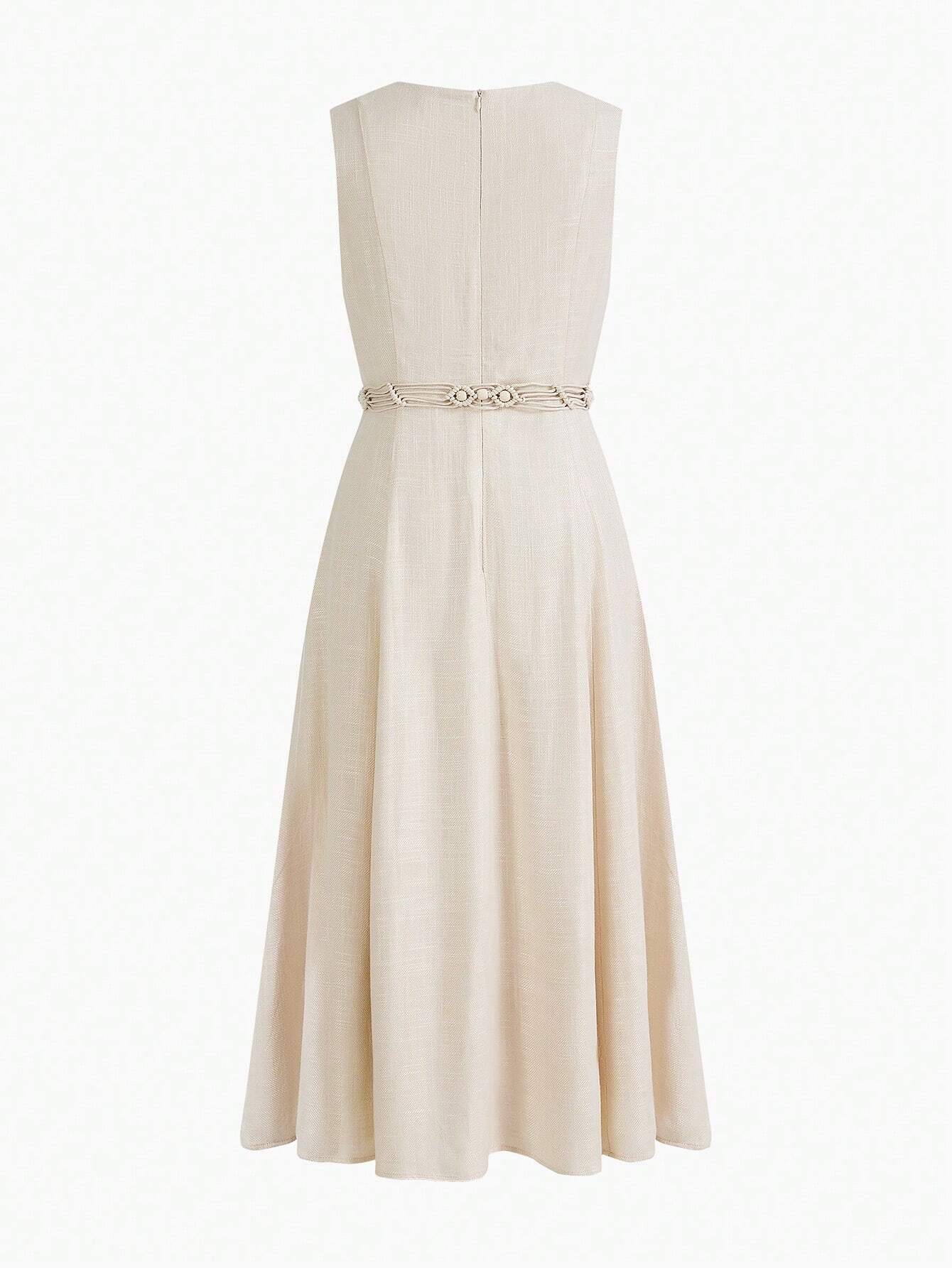 Shein Premium Linen Flare Hem Dress - MOTF