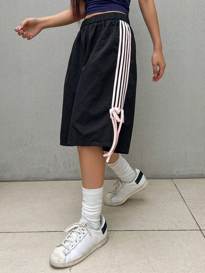 DAZY High‑Waist Side‑Striped Wide‑Leg Shorts