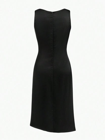 SHEIN MOTF Premium Asymmetrical Shoulder Midi Dress