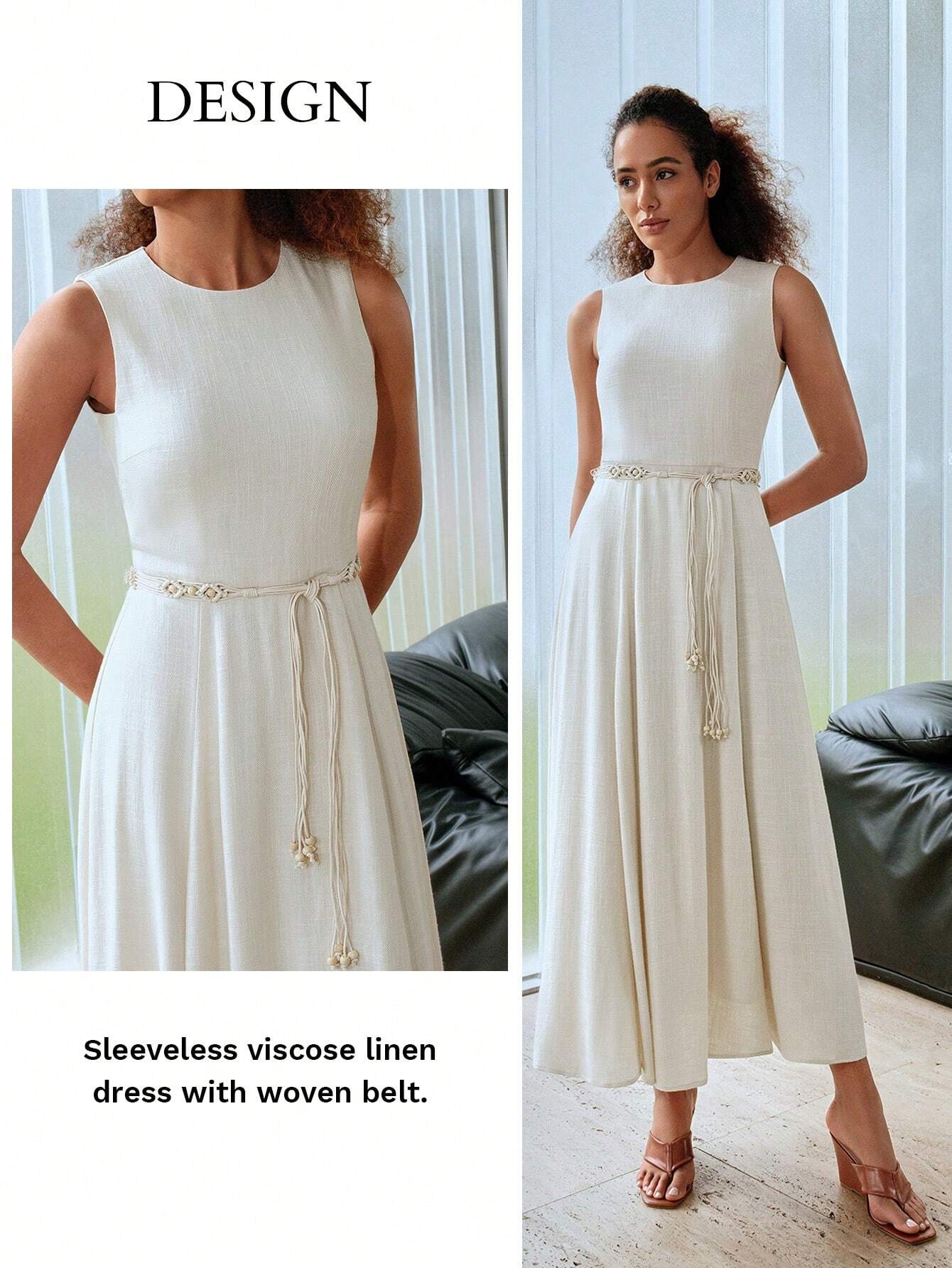 Shein Premium Linen Flare Hem Dress - MOTF