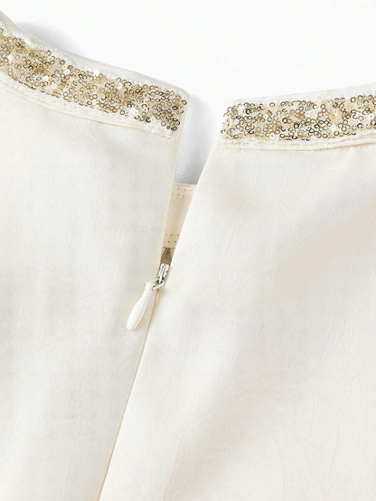 MOTF PREMIUM PEARL SEQUIN A-LINE DRESS