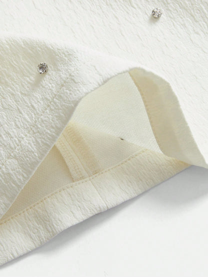 Anewsta The Pearl White Crystal-Collar Retro Mini Dress