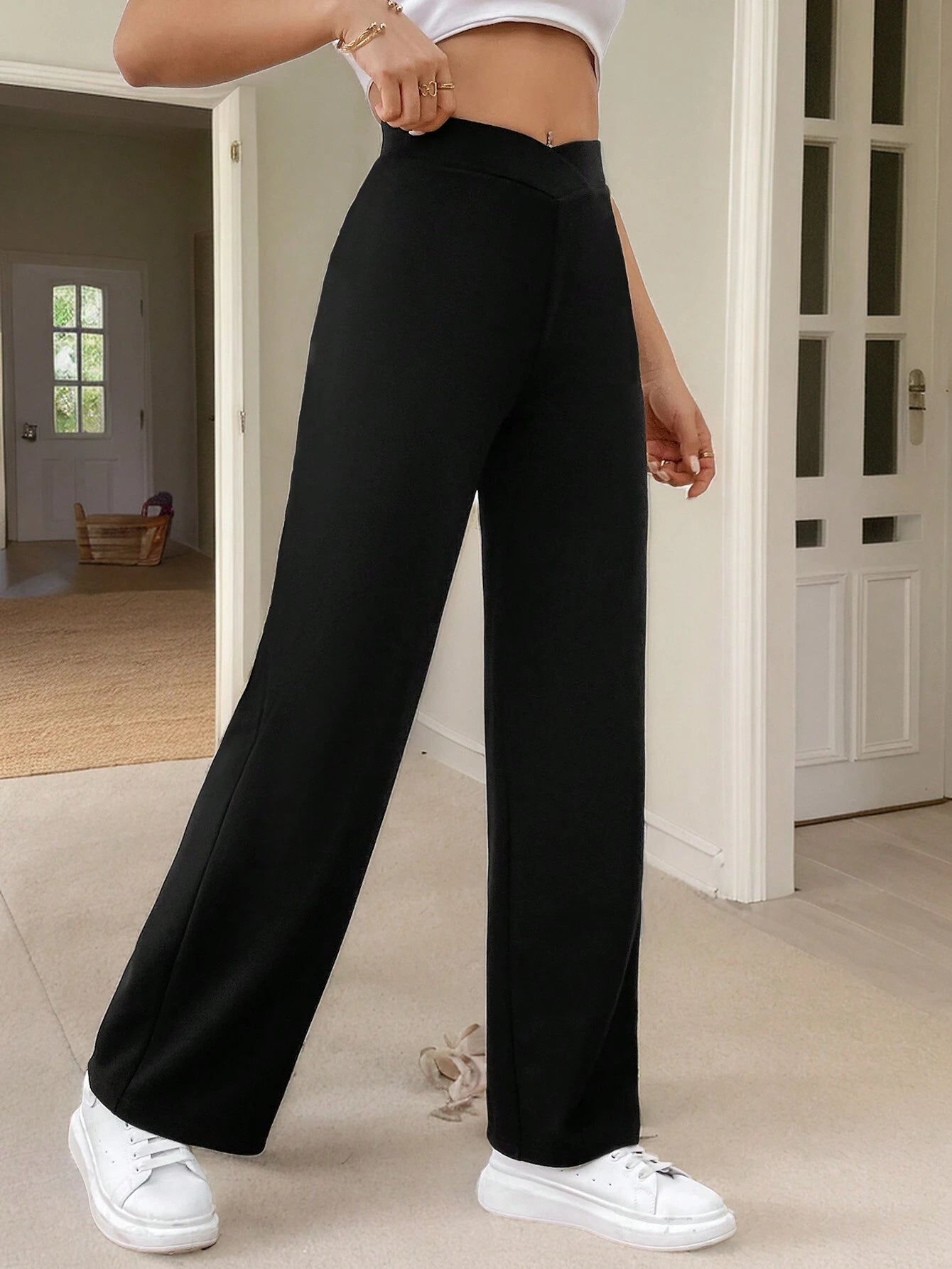 Shein Black Straight-Leg Pants