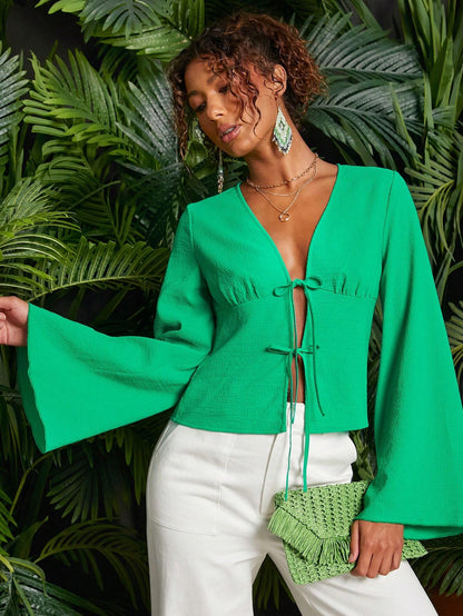 Shein Travachic Tie-Cord Blouse