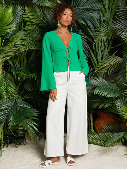 Shein Travachic Tie-Cord Blouse