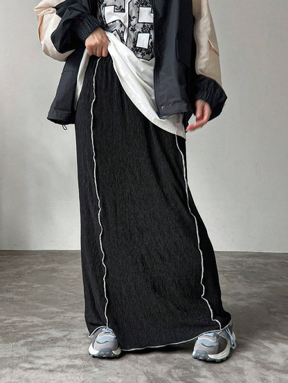 SHEIN FRIFUL Contrast Trim Casual Skirt