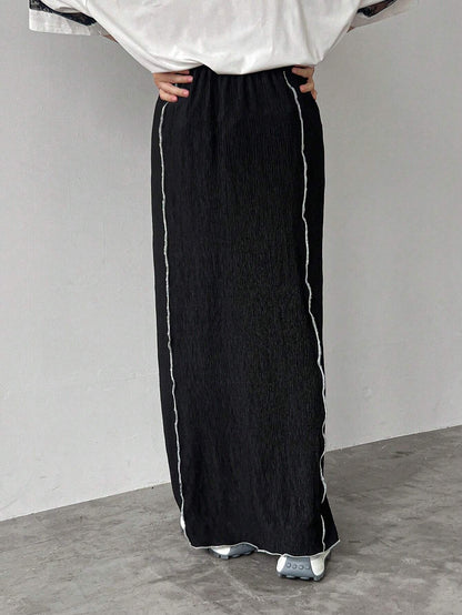 SHEIN FRIFUL Contrast Trim Casual Skirt