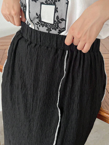 SHEIN FRIFUL Contrast Trim Casual Skirt