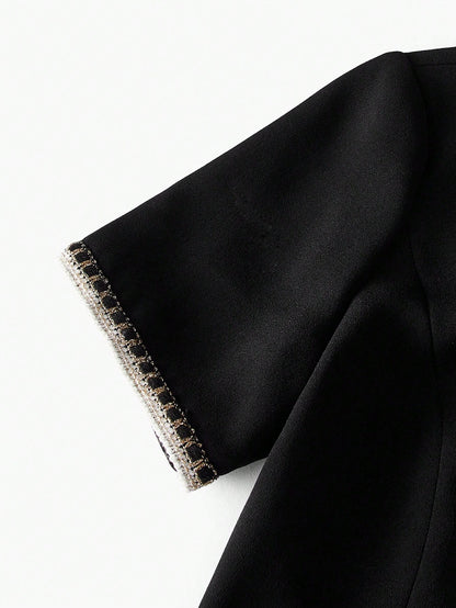 MOTF - Contrast Binding Zipper Back Premium Dress