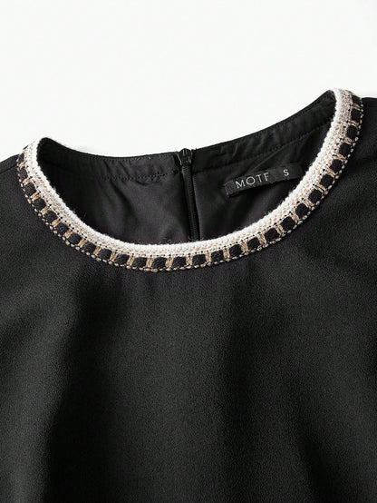 MOTF - Contrast Binding Zipper Back Premium Dress