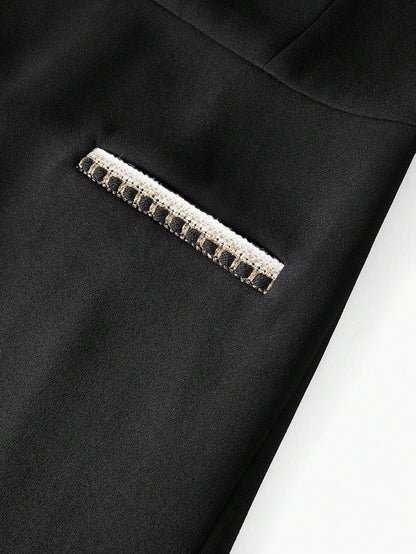 MOTF - Contrast Binding Zipper Back Premium Dress