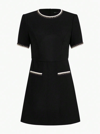 MOTF - Contrast Binding Zipper Back Premium Dress