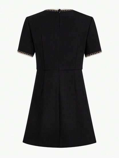 MOTF - Contrast Binding Zipper Back Premium Dress