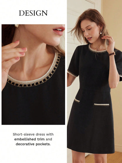 MOTF - Contrast Binding Zipper Back Premium Dress