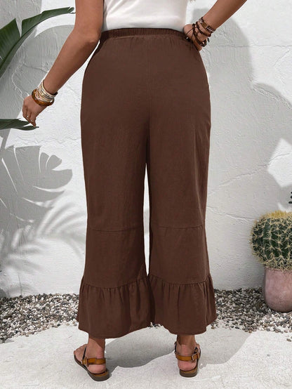 SHEIN EMERY ROSE Plus Size Frill Hem Pants