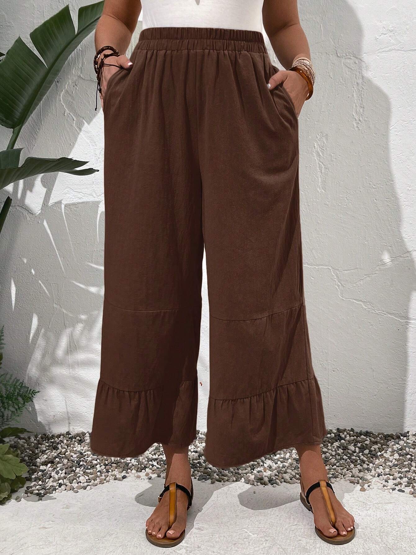 SHEIN EMERY ROSE Plus Size Frill Hem Pants