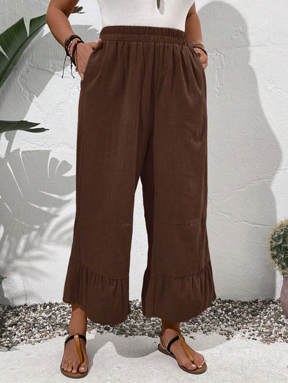 SHEIN EMERY ROSE Plus Size Frill Hem Pants