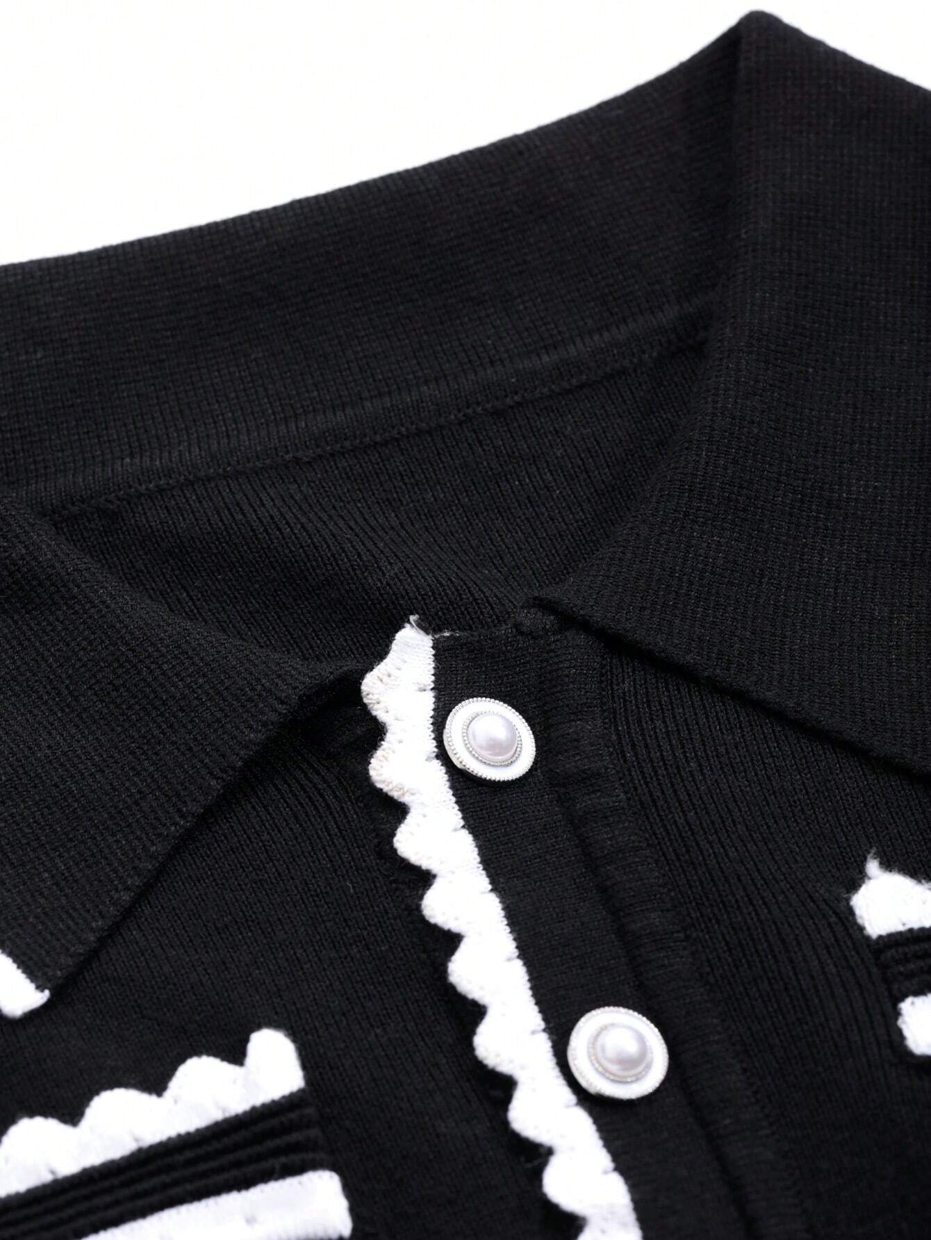 DAZY Colorblock Button Half-Placket Knit Sweater Dress