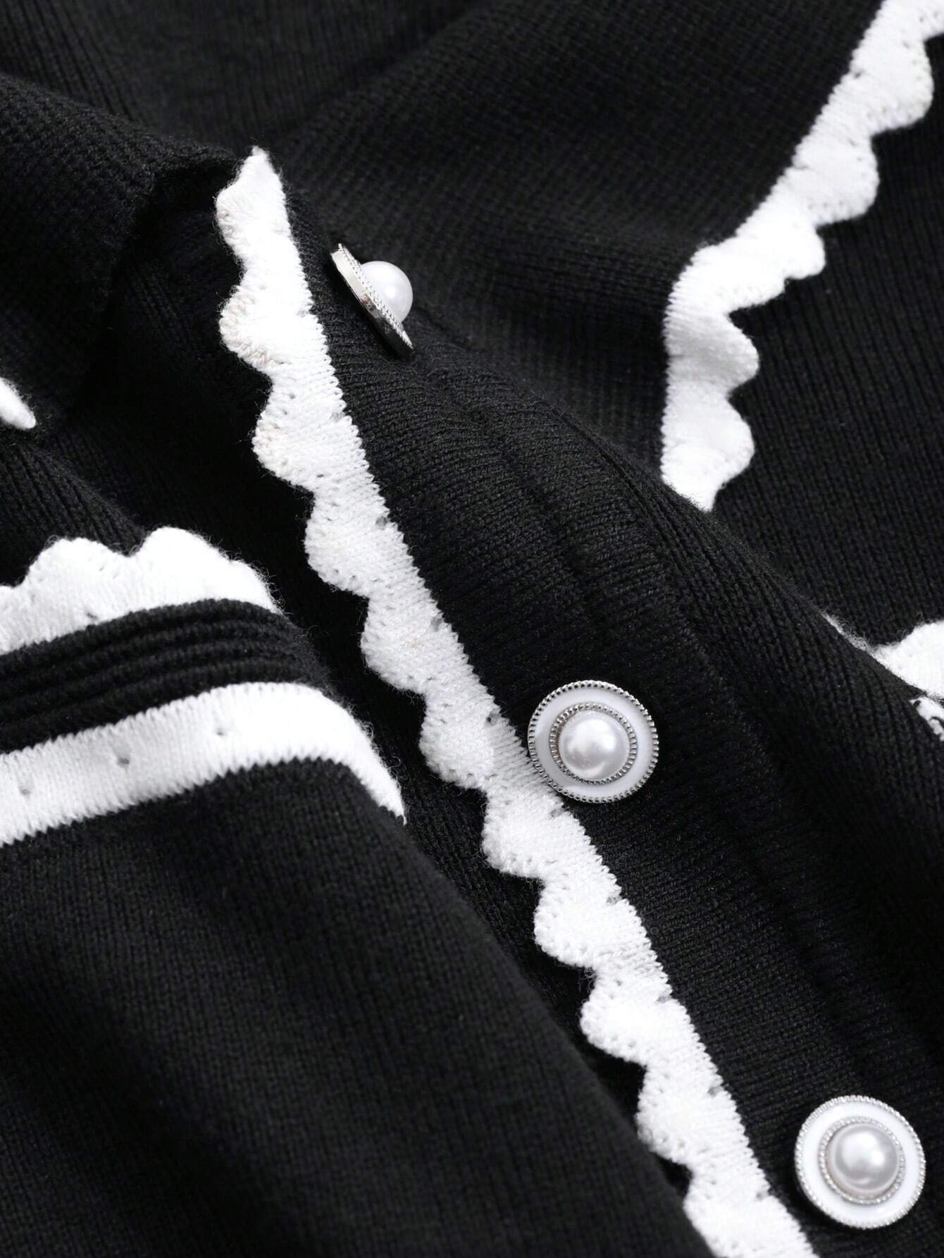 DAZY Colorblock Button Half-Placket Knit Sweater Dress