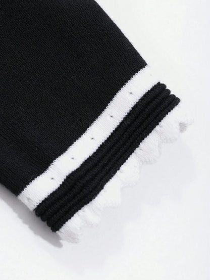 DAZY Colorblock Button Half-Placket Knit Sweater Dress