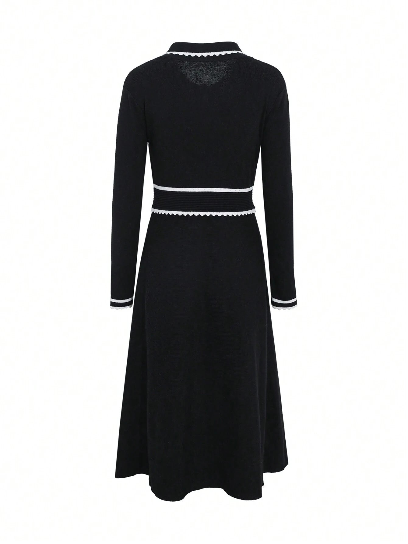 DAZY Colorblock Button Half-Placket Knit Sweater Dress