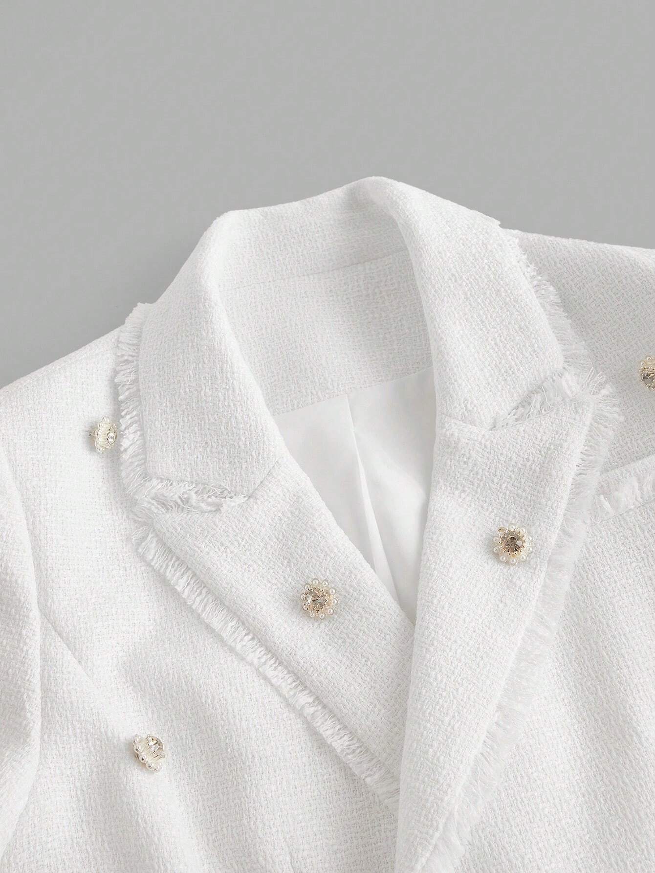 SHEIN Premium Luxe Buttoned Tweed Blazer Dress