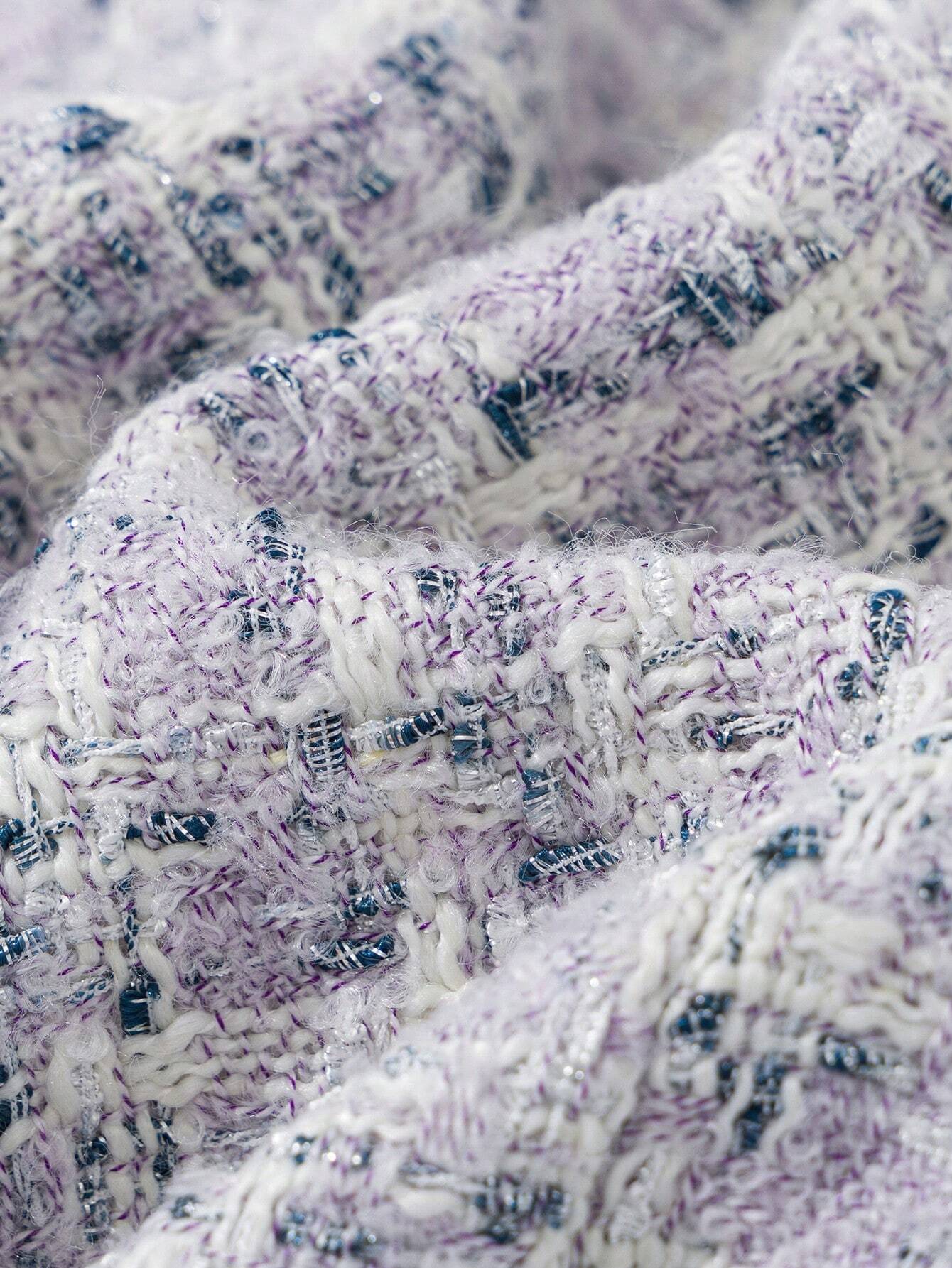 Enchnt Pearl Button Tweed Mini Dress