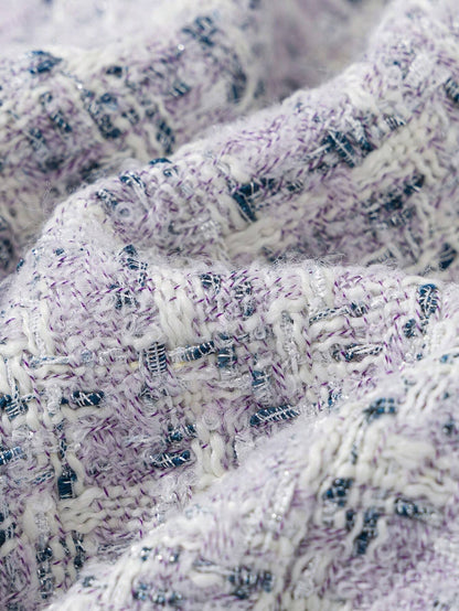 Enchnt Pearl Button Tweed Mini Dress