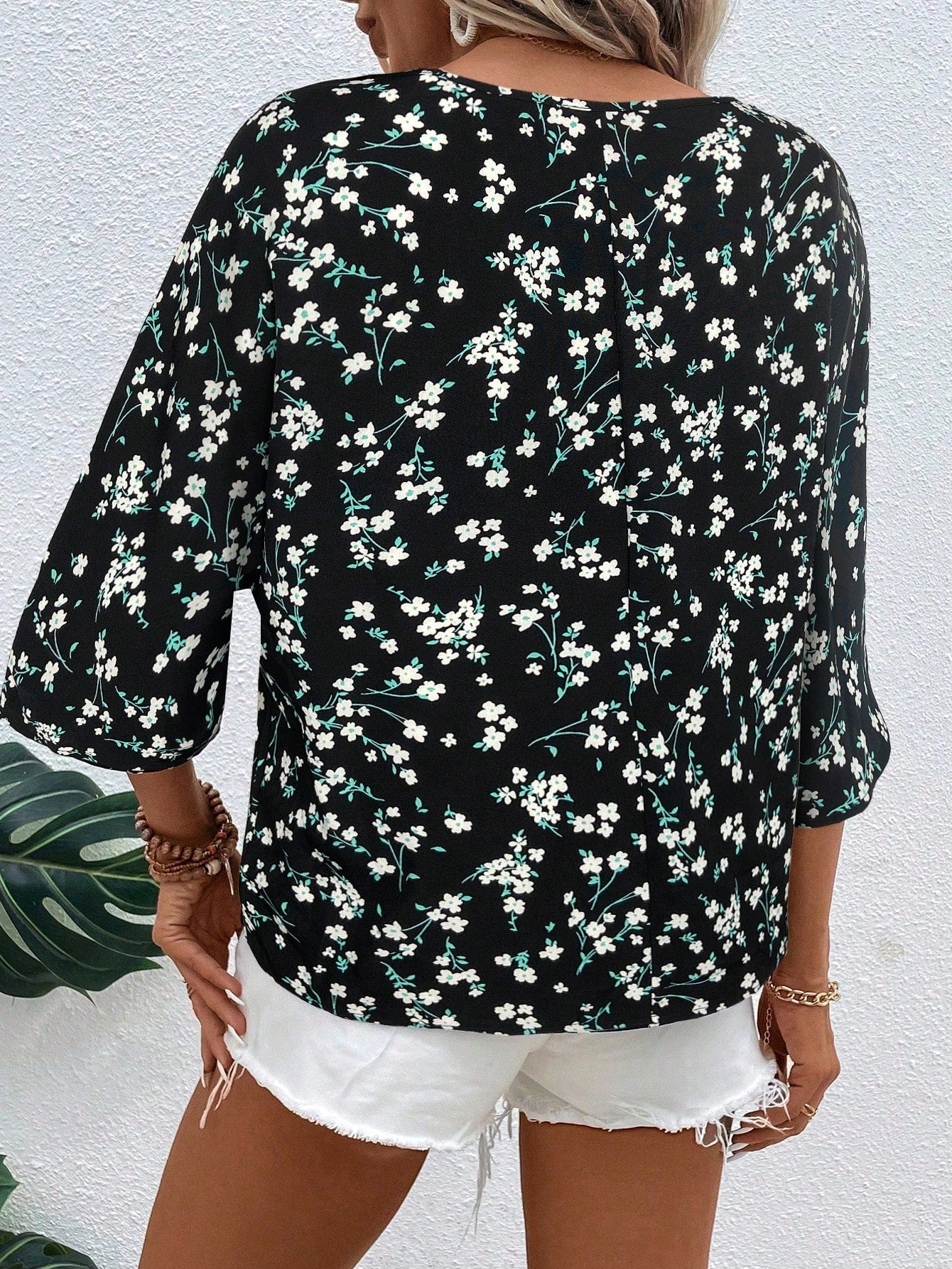 SHEIN Casual Floral Print Loose Blouse