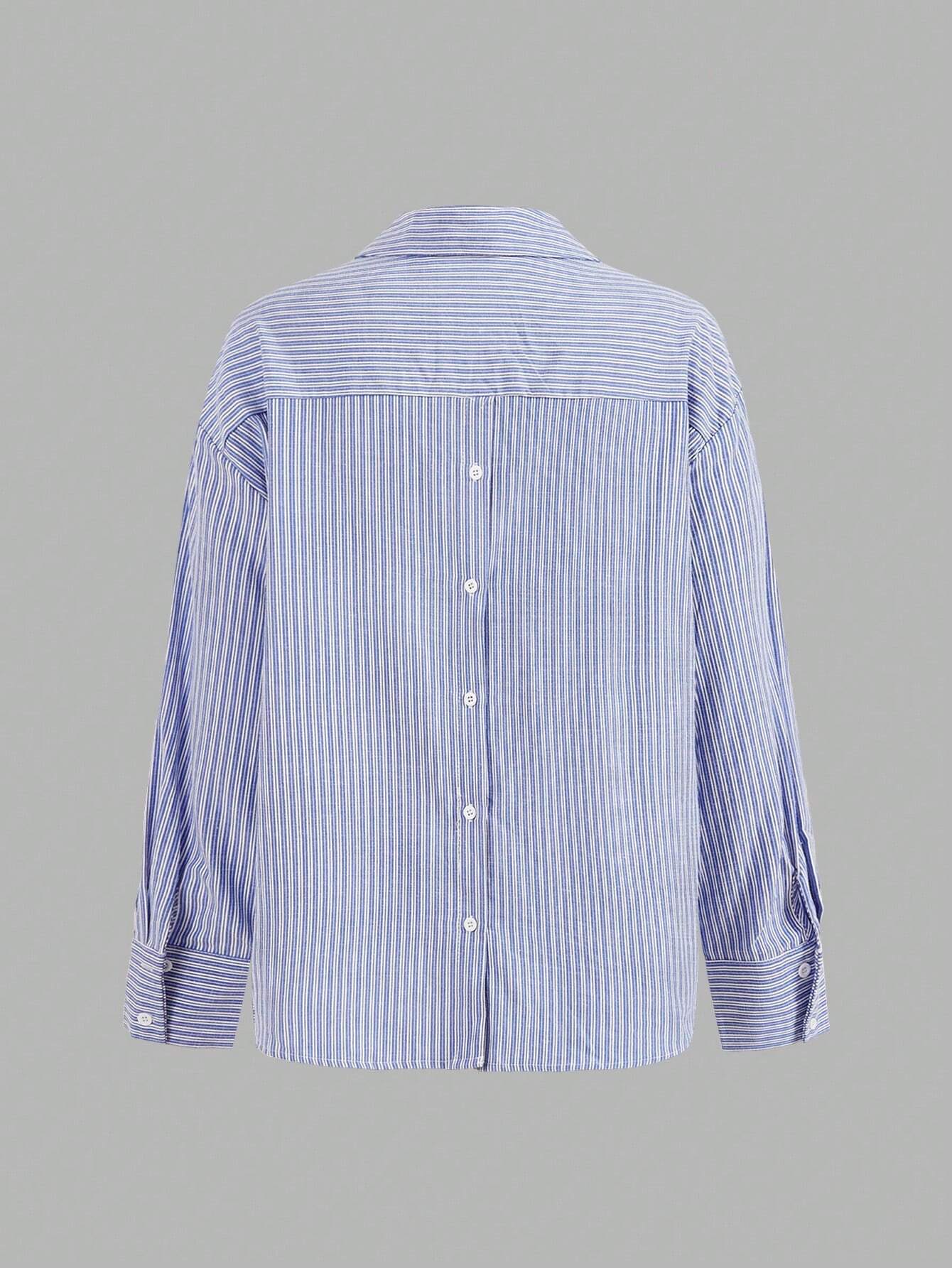 SHEIN Poéselle Striped Button-Up Shirt