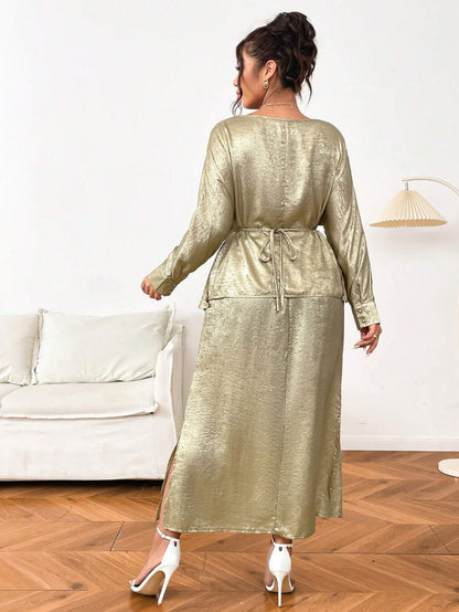 SHEIN Franclia Plus Size Elegant 2 Pieces Set