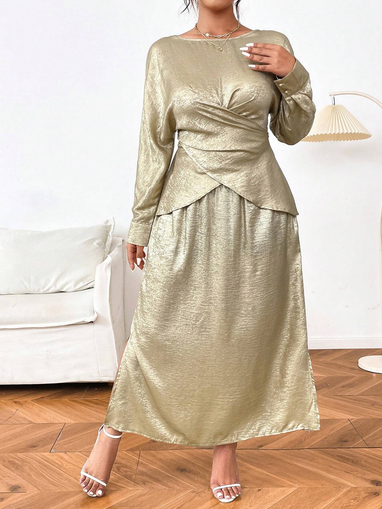 SHEIN Franclia Plus Size Elegant 2 Pieces Set