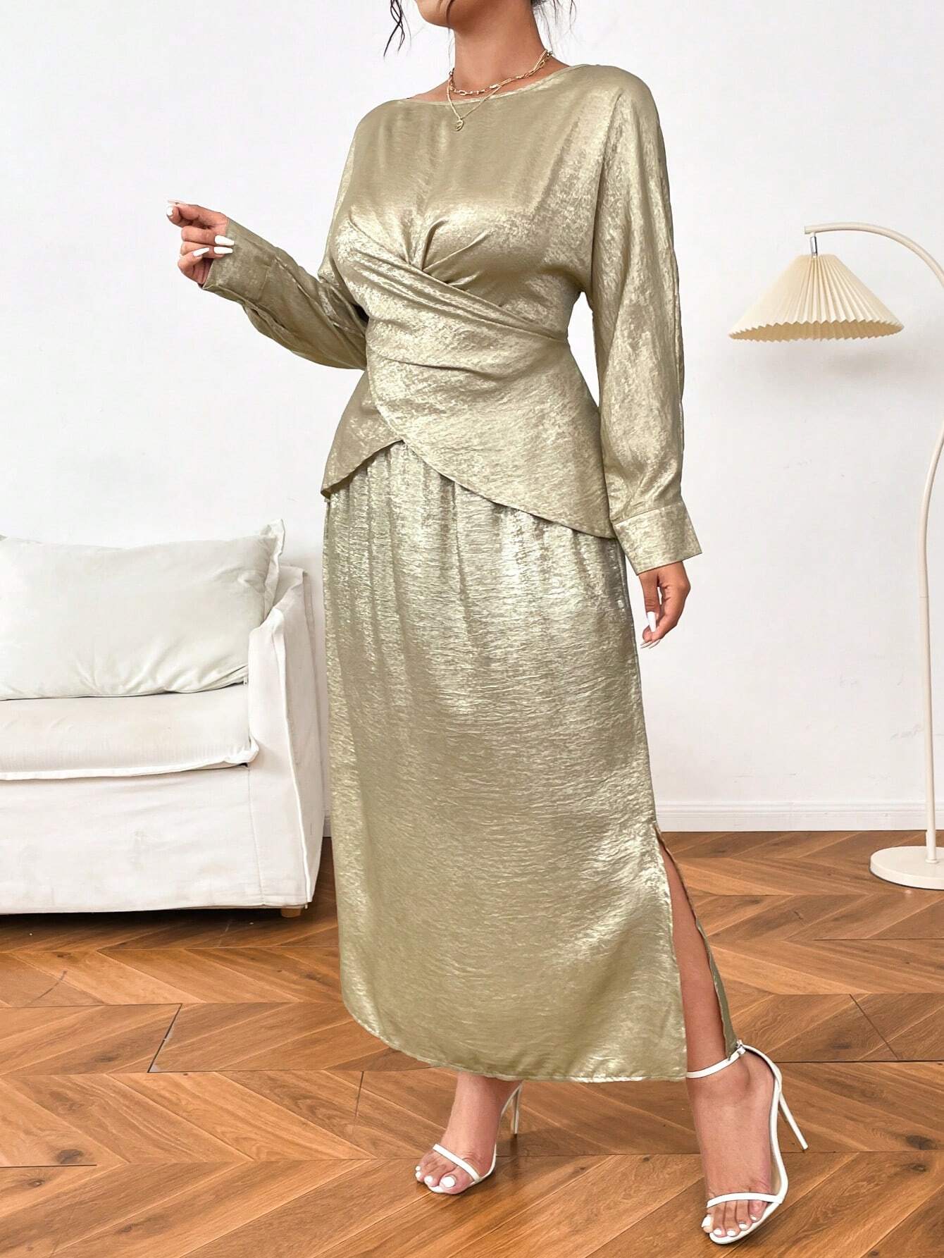 SHEIN Franclia Plus Size Elegant 2 Pieces Set
