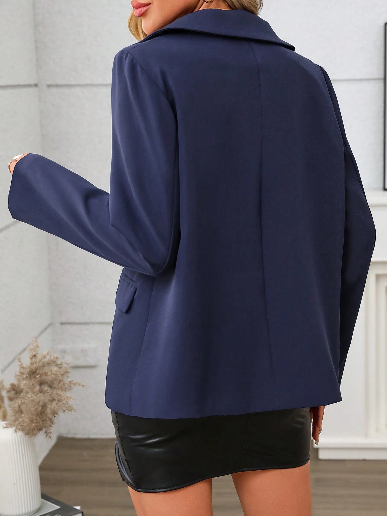 Shein Contrast Ruffle Blazer Jacket