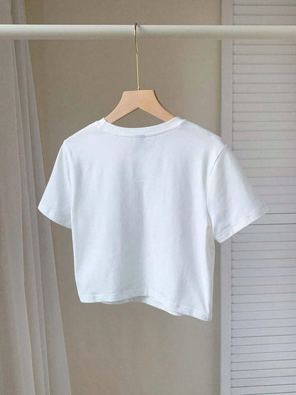 SHEIN EZwear 2025 Snowman Print Fitted Tee