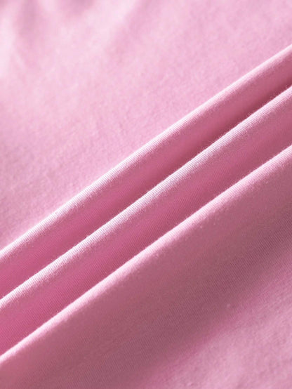 SHEIN LUNE Pink Sequin Christmas Tree Crop Tee