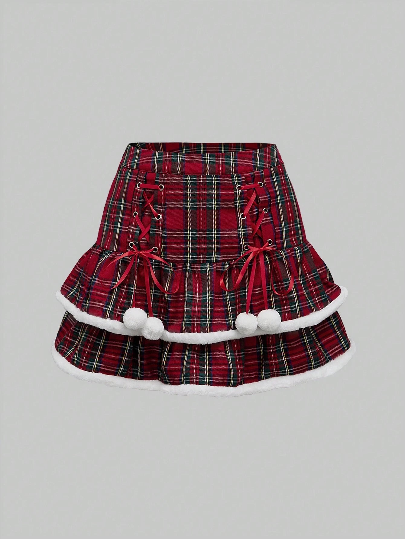 Shein Kawaii Plaid Christmas Skirt