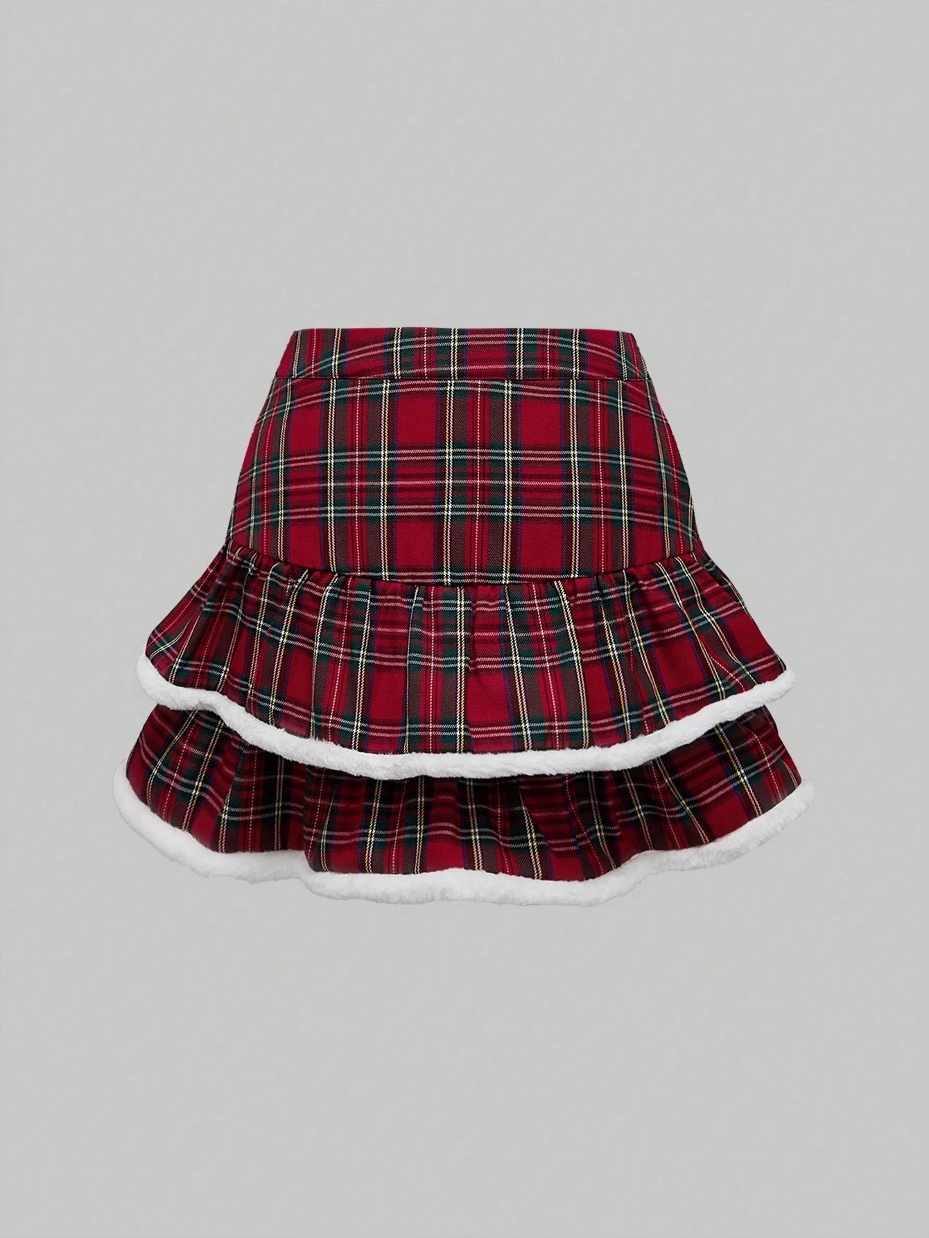 Shein Kawaii Plaid Christmas Skirt