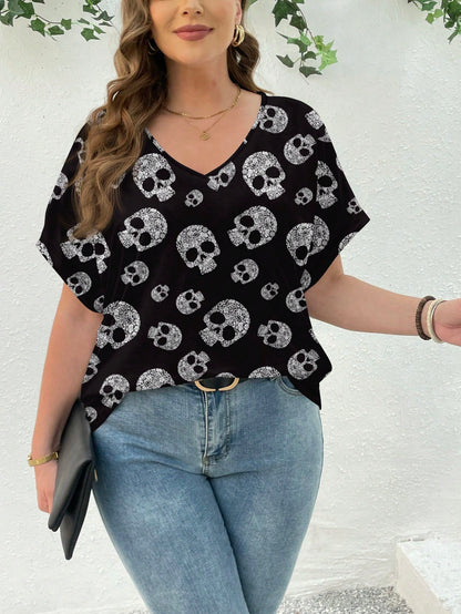 SHEIN LUNE Skull Print T-Shirt
