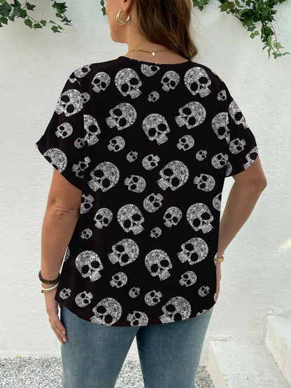SHEIN LUNE Skull Print T-Shirt