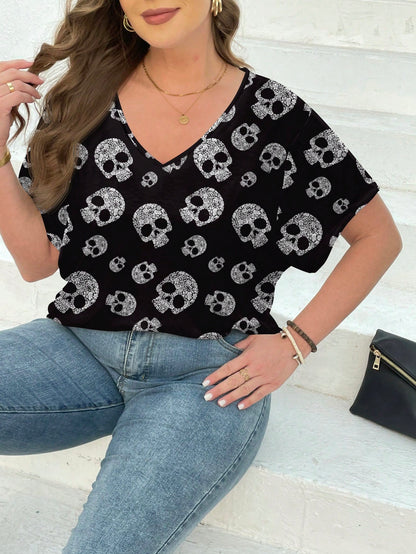 SHEIN LUNE Skull Print T-Shirt