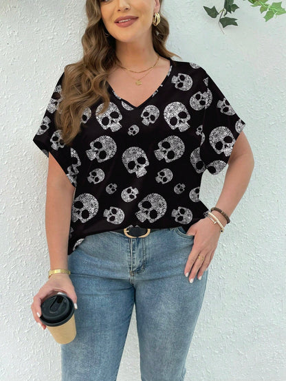 SHEIN LUNE Skull Print T-Shirt