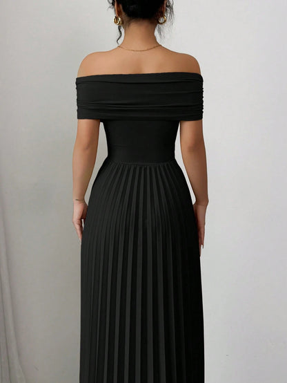 THE NOIR INFINITE DRAPE PLEATED DRESS