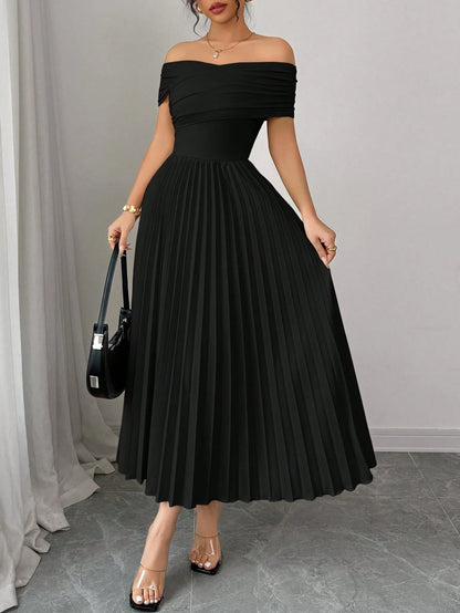 THE NOIR INFINITE DRAPE PLEATED DRESS
